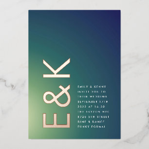 Invitation En Aluminium Mariage dégradé ultra moderne vert bleu