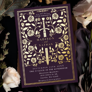 Invitation En Aluminium Mariage d'épée médiévale royal