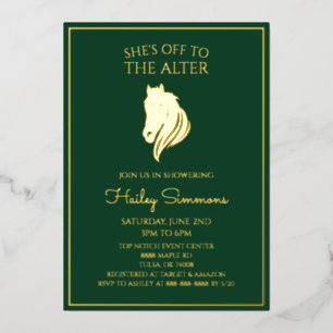 Invitation En Aluminium Mariage Derby Vert Émeraude Or