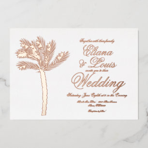 Invitation En Aluminium Mariage d'été Or Arbre Palm Pressé