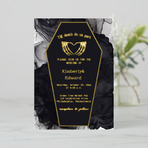 Invitation En Aluminium Mariage d'Halloween gothique noir élégant café