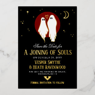 Invitation En Aluminium Mariage d'Halloween pour l'Union des Âmes