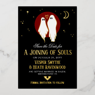 Invitation En Aluminium Mariage d'Halloween pour l'Union des Âmes