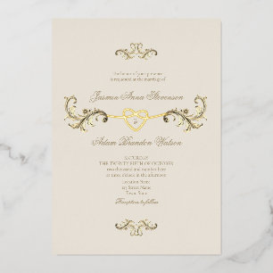 Invitation En Aluminium Mariage d'or classique