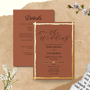 Invitation En Aluminium Mariage d'or en terracota géant