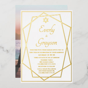 Invitation En Aluminium Mariage d'or géométrique de l'étoile juive