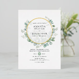 Invitation En Aluminium Mariage d'or géométrique Eucalyptus