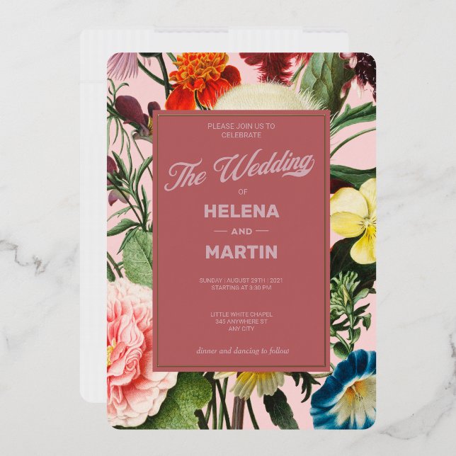 Invitation En Aluminium Mariage du jardin floral (Enveloppe)