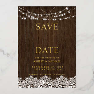 Invitation En Aluminium Mariage Éclairage Scintillant Rustique Simple Mode