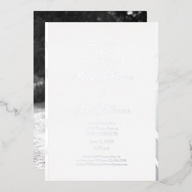 Invitation En Aluminium Mariage élégant (Recto/Verso)