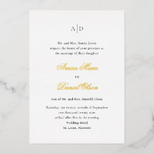 Invitation En Aluminium Mariage élégant Amira White