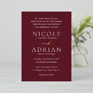 Invitation En Aluminium Mariage élégant classique en Bourgogne