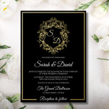 Mariage Élégant Classique Noir et Or de Luxe