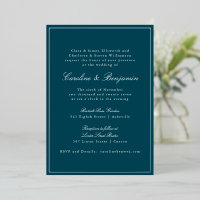 Mariage Élégant Classique Turquoise Bordure Argent