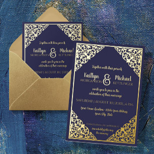 Invitation En Aluminium Mariage élégant classique vintage marine feuille d