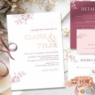 Invitation En Aluminium Mariage élégant de typographie avec bordeaux et or