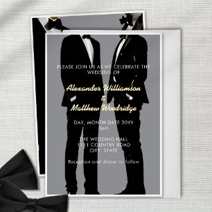 Invitation En Aluminium Mariage Élégant d'Hommes Gays Modernes