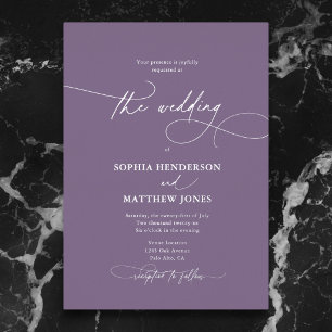 Invitation En Aluminium Mariage élégant écriture formelle poussiéreux lila