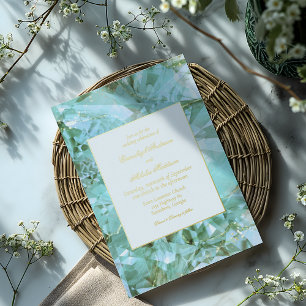 Invitation En Aluminium Mariage élégant en verre de mer Gemme