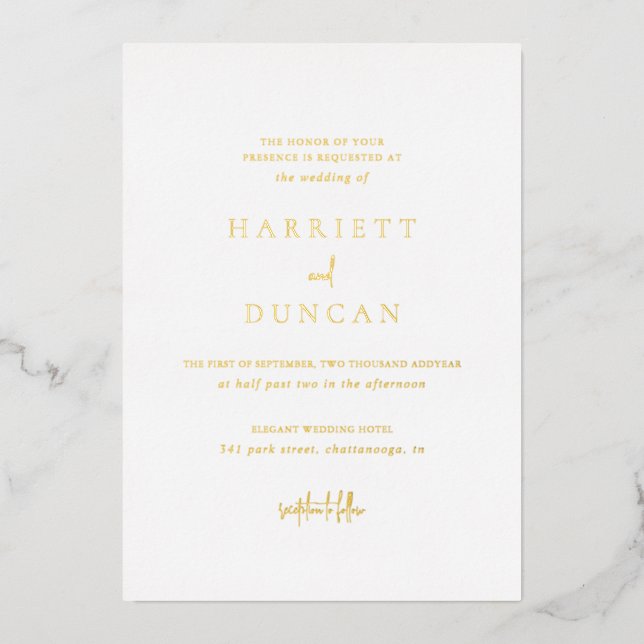 Invitation En Aluminium Mariage élégant et intemporel (Recto)
