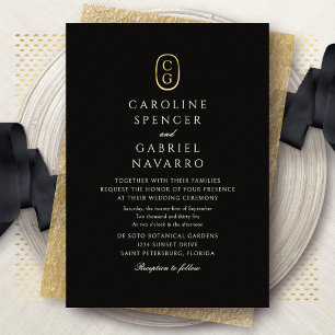 Invitation En Aluminium Mariage Élégant et Intemporel Monogramme