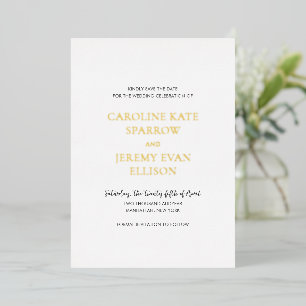 Invitation En Aluminium Mariage Élégant et Propre Enregistrez la Date