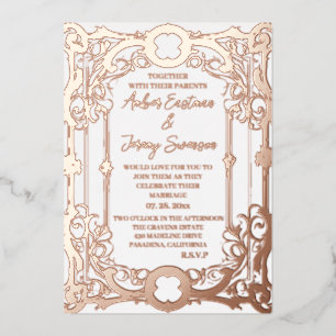 Invitation En Aluminium mariage élégant et romantique or rose 