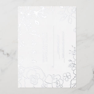 Invitation En Aluminium Mariage élégant floral argent RSVP