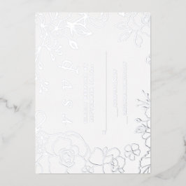 Invitation En Aluminium Mariage élégant floral argent RSVP