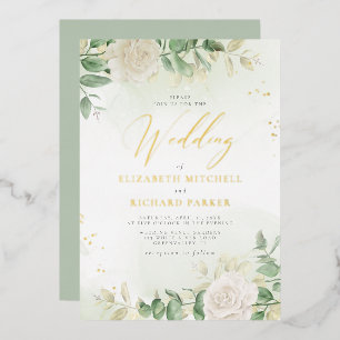 Invitation En Aluminium Mariage Élégant Floral Moderne avec Feuillage