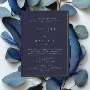 Invitation En Aluminium Mariage Élégant Formel Bleu Marine à Plusieurs Lie