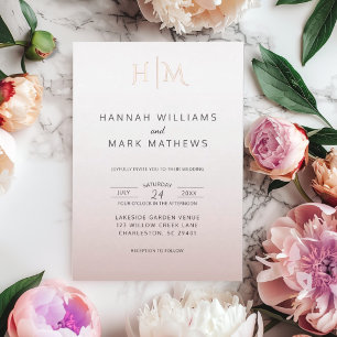 Invitation En Aluminium Mariage Élégant Minimaliste Monogramme
