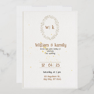 Invitation En Aluminium Mariage élégant minimaliste or et blanc 