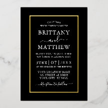 Mariage élégant moderne Black White Gold Foil