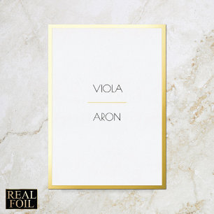 Invitation En Aluminium Mariage Élégant Moderne Minimal avec Bordure Dorée