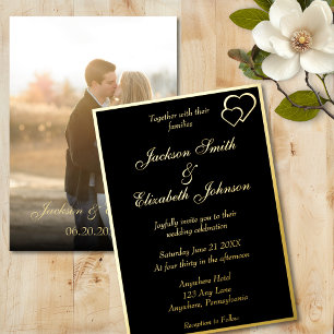 Invitation En Aluminium Mariage Élégant Moderne Photo au Dos Premium