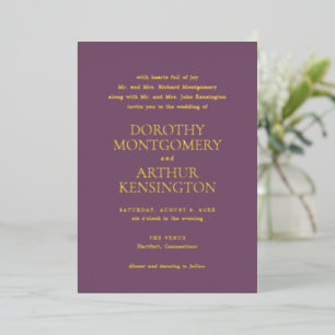 Invitation En Aluminium Mariage Élégant Moderne Violet