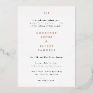 Invitation En Aluminium Mariage Élégant Monogramme