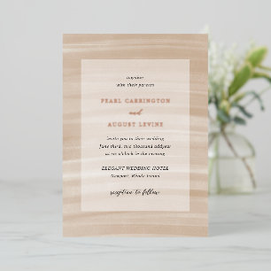 Invitation En Aluminium Mariage Élégant Neutre Sableux Chic Côté Mer