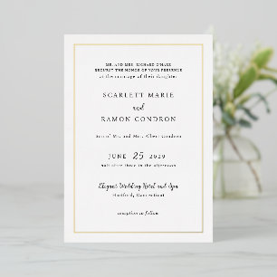 Invitation En Aluminium Mariage élégant noir et blanc intemporel