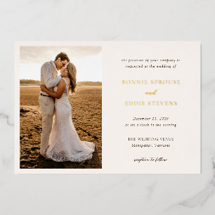 Invitation En Aluminium Mariage Élégant Photo Moderne