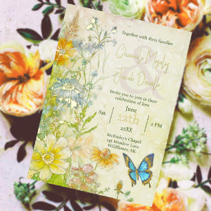 Invitation En Aluminium Mariage Élégant Prairie Bohème Fleur Sauvage