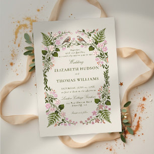 Invitation En Aluminium Mariage élégant Rose Gold Floral Rose Vert Jardin