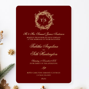 Invitation En Aluminium Mariage élégant rouge or