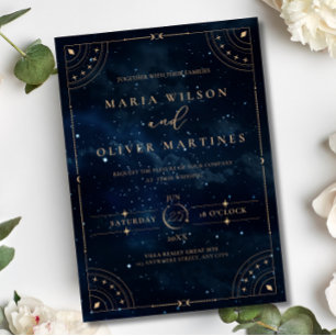 Invitation En Aluminium Mariage élégant sous les étoiles Cérémonie céleste