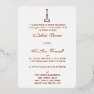 Invitation En Aluminium Mariage Élégant Thème Marin Phare - Bleu Nuit,