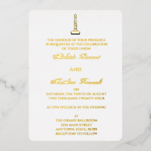 Invitation En Aluminium Mariage Élégant Thème Marin Phare - Bleu Nuit,