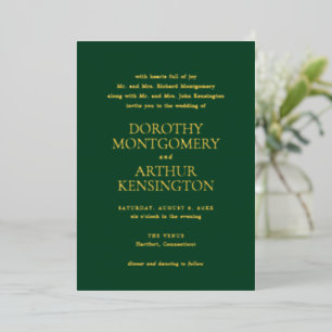 Invitation En Aluminium Mariage Élégant Vert Émeraude Moderne