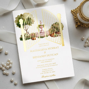 Invitation En Aluminium Mariage élégant vintage anglais au portail secret