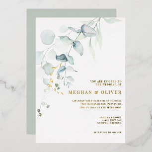 Invitation En Aluminium MARIAGE   Élégante moderne verdure d'eucalyptus